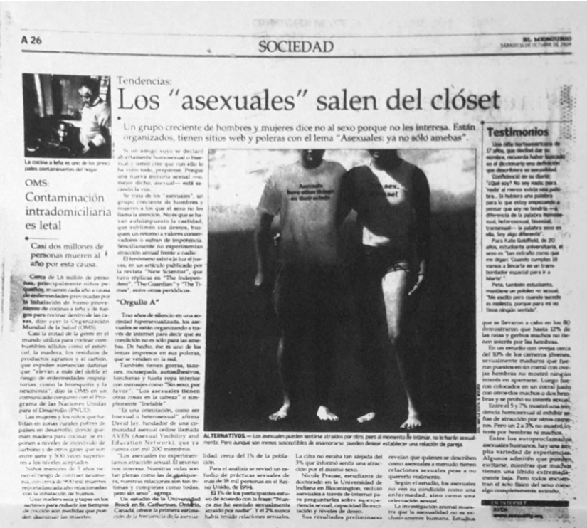 Versión escaneada de la página de un periódico, con una imagen de dos personas con ropas veraniegas al centro.